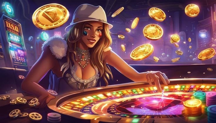 Permainan kartu meja dengan para pemain menikmati suasana kasino virtual yang nyaman